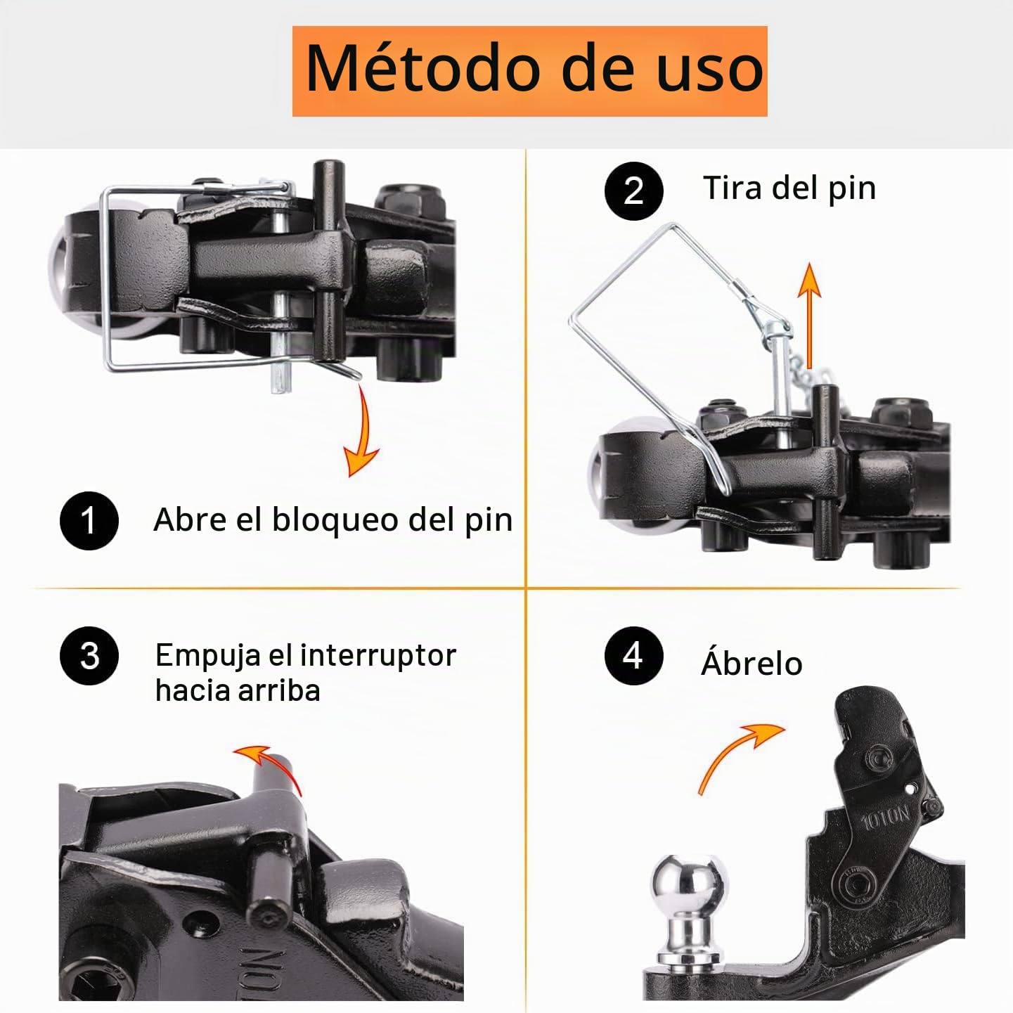 Enganche Remolque de Acero Forjado – Gancho Pintle + Bola 50mm,para Camiones/Maquinaria Agrícola, tracción 10 t