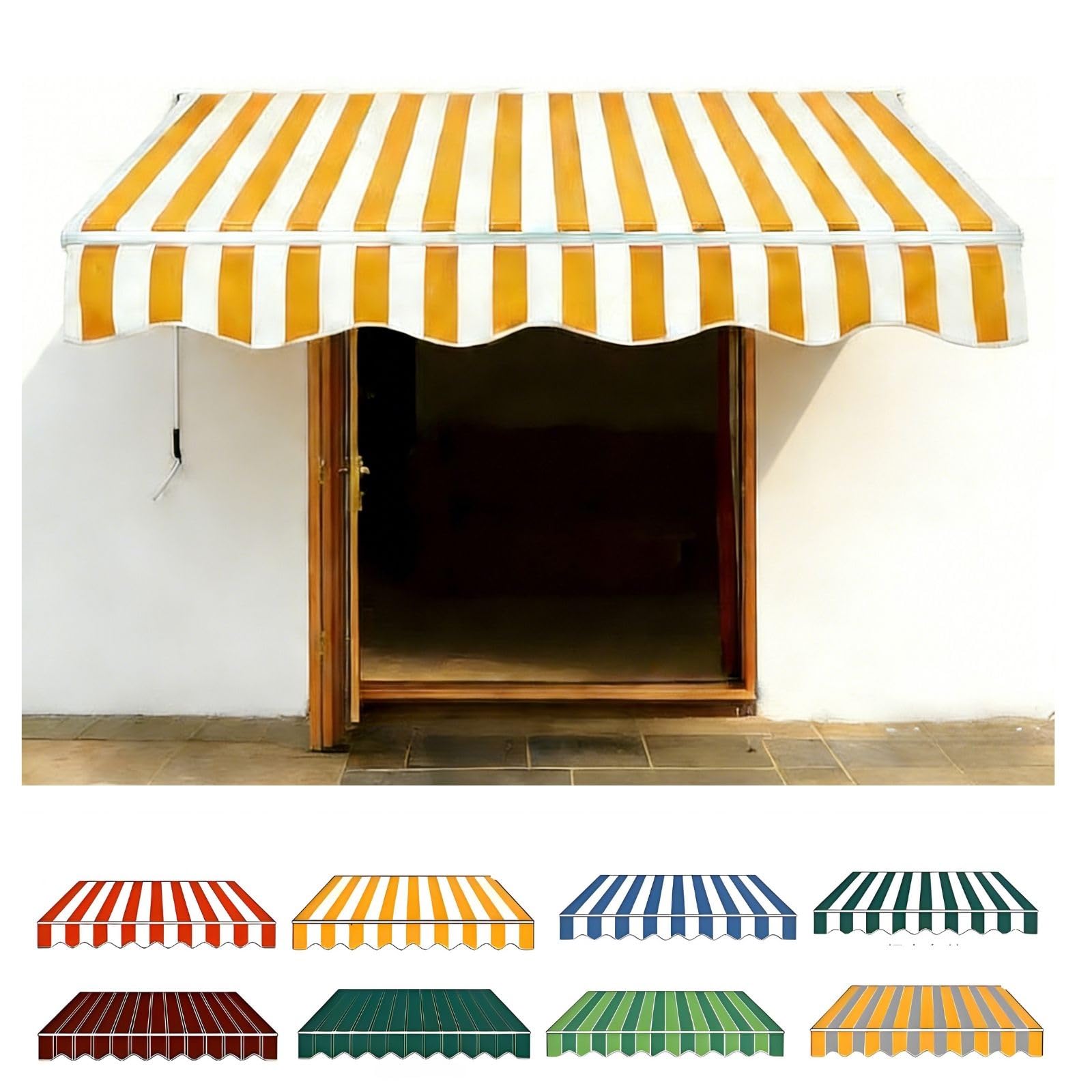 Telo Di Ricambio Per Tende Da Sole Da Giardino E Balcone 200cm 250cm 300cm 400cm 500cm Poliestere Ispessito 280g/m2 Impermeabile, Tessuto Parasole Per Tende(Yellow white,200x150cm)