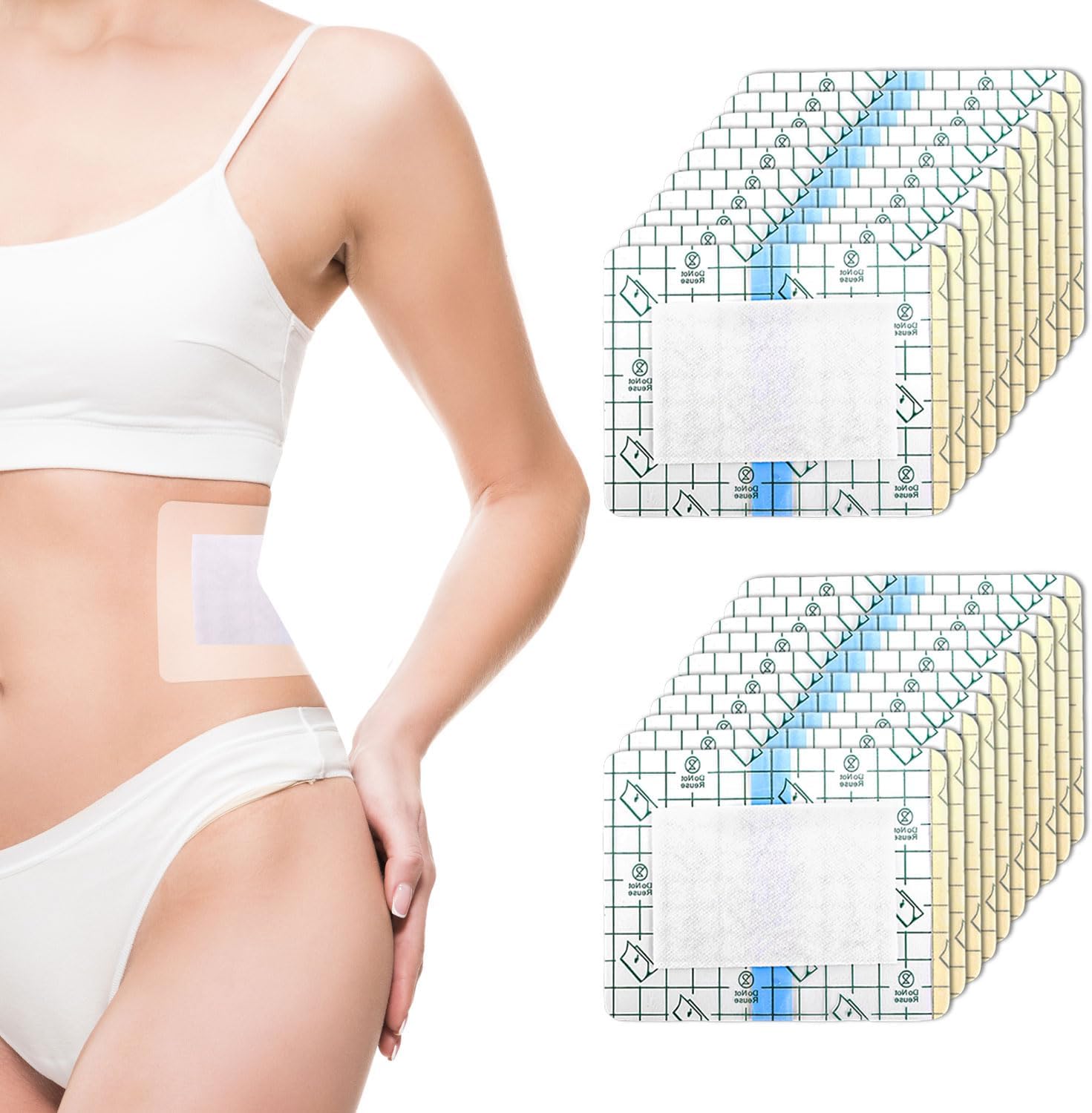 BOXOB 20pcs Castor Oil Pack Wraps, Anti-Lak Self Adhesive Castor Oil Patches Pads for Navel Portable High Absorption Perfect Relaxation Supplies for Home Work Travel