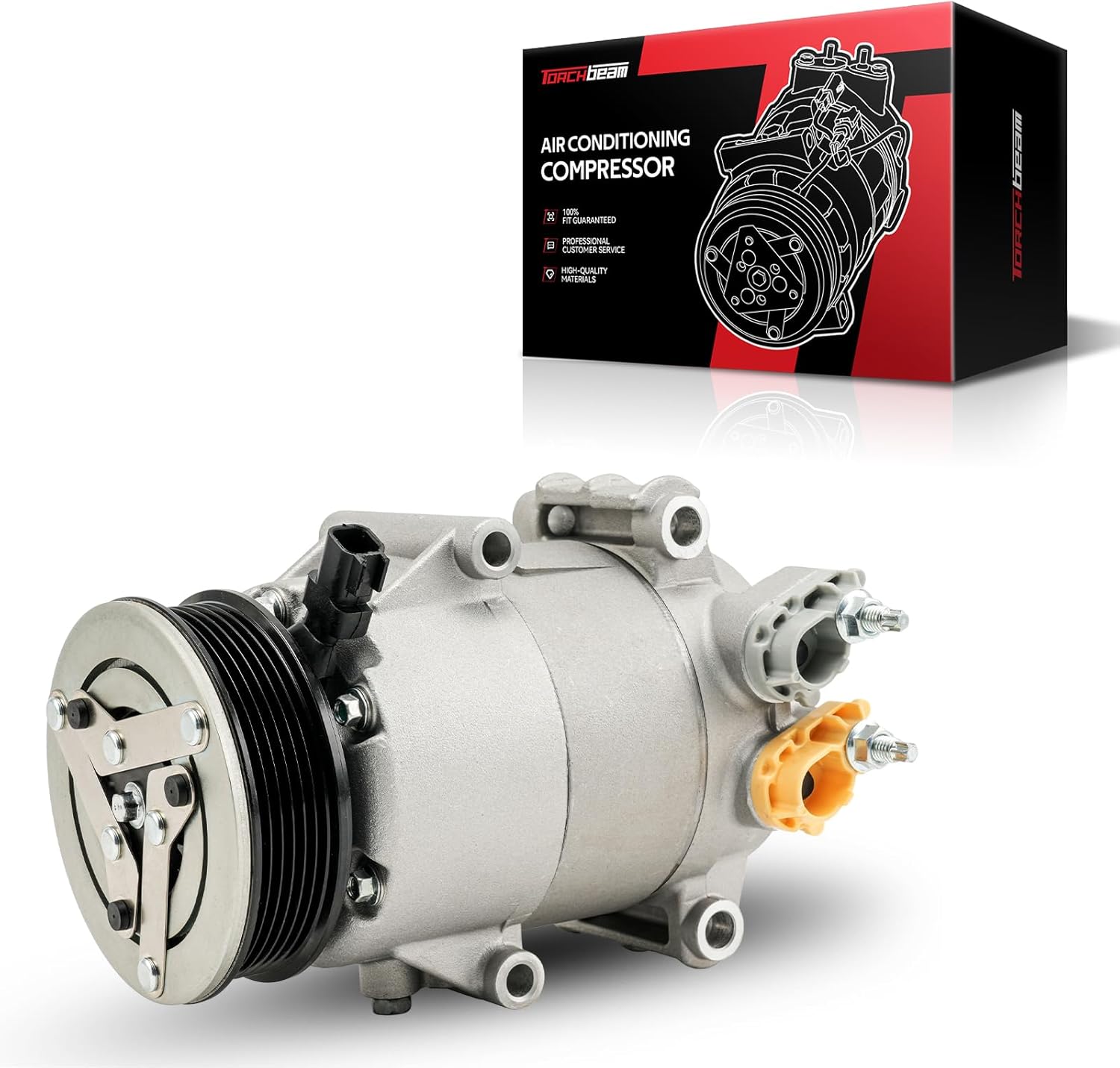 Torchbeam 178398 Automotive Air Conditioning AC Compressor Kit Fit for Fiesta 2014-2016 1.6L, Fiesta 2014-2016 1.6T, Fiesta 2017-2019, Replace AV1Z19V703A, AV1Z19V703B, 141121NC, CO9781C