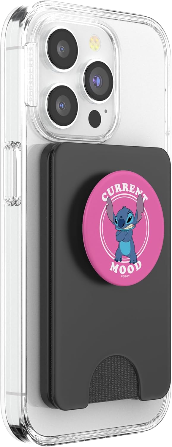 Disney Lilo and Stitch Angry Stitch Current Mood Hot Pink PopSockets PopWallet for MagSafe