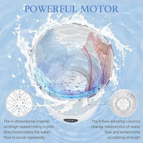 Miniatura 3 de Lavadora de ropa interior, mini lavadora recargable de doble cubeta con tinas aisladas de 1.5 L, tecnología biónica de lavado a mano para viajes,