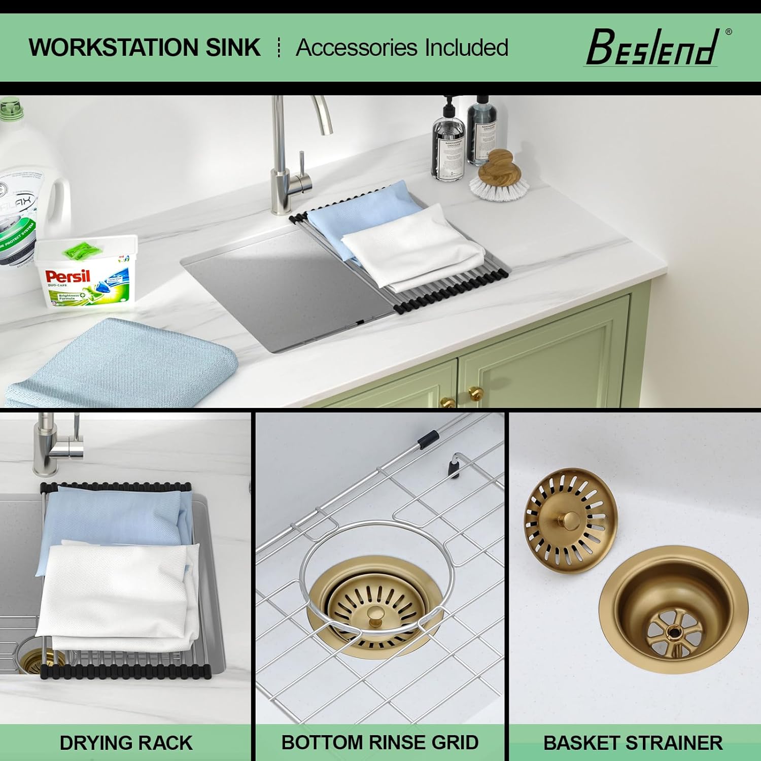 24 Inch Laundry Sink Undermount – 24 x 18 x 12 Inch Quartz Granite Composite White Utility Sink 12 Inch Granite Basin, Durable Single Bowl Deep Basin for Laundry Room