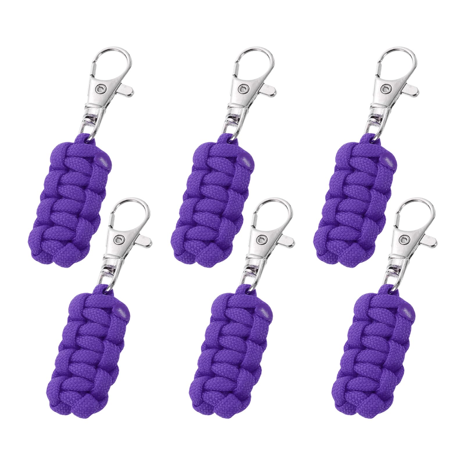 YELARXI Paracord Zipper Pull Polyester Zipper Pulls Replacement Woven Rope with Metal Clasp, 80 mm Length Fit for Backpacks Clothing Luggage Accessories - Cylinder (6 Pack, Dark Purple)