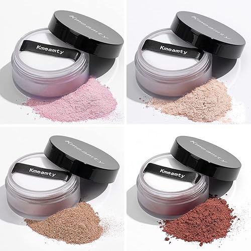 Polvo destacado flojo, reflejos de brillo y rubor mate para maquillaje facial y cuerpo (4 paquetes)
