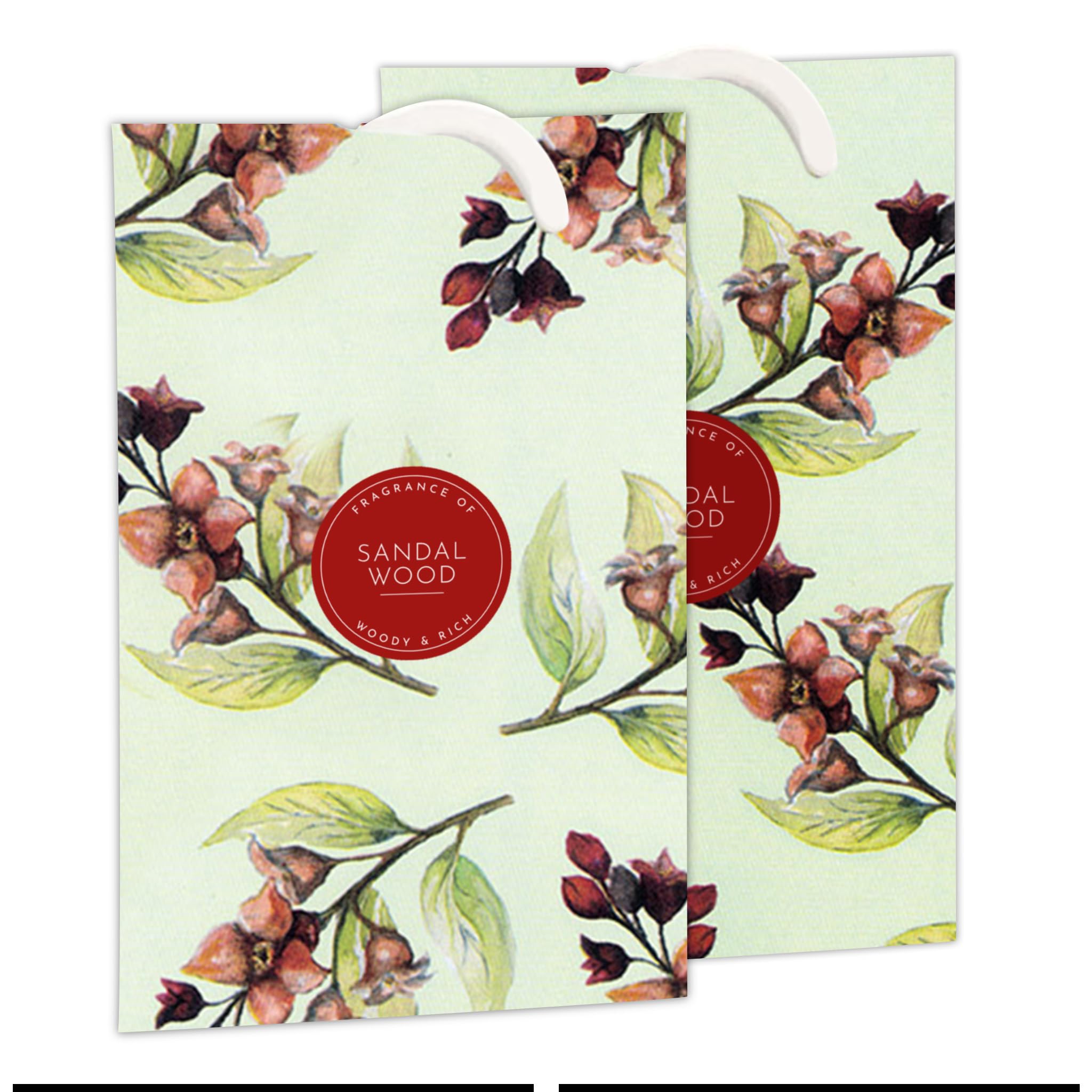 The Master Herbalist Sandalwood | 4 Colour Sandalwood Scented Wardrobe Freshener In A Floral Sandalwood Design. Perfect For Cupboards, Drawers And Wardrobes. Made In The Uk. Pack Of Size 2