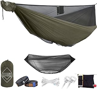 onewind onewind 12Ft Camping Hammock with Mosquito Net, Ridgeline Double Hammock Portable Lightweight Large Hammock Ripstop Nylon Durable with 2 * 12Ft Tree Straps for Camping Hiking Backpacking, OD Green