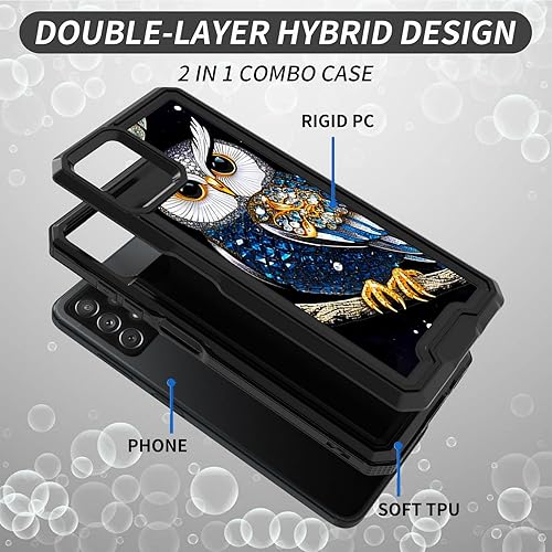 Miniatura 2 de Funda para teléfono Galaxy A53 5G con bonito patrón de búho para hombres y mujeres, doble capa híbrida de PC duro TPU suave a prueba de golpes,