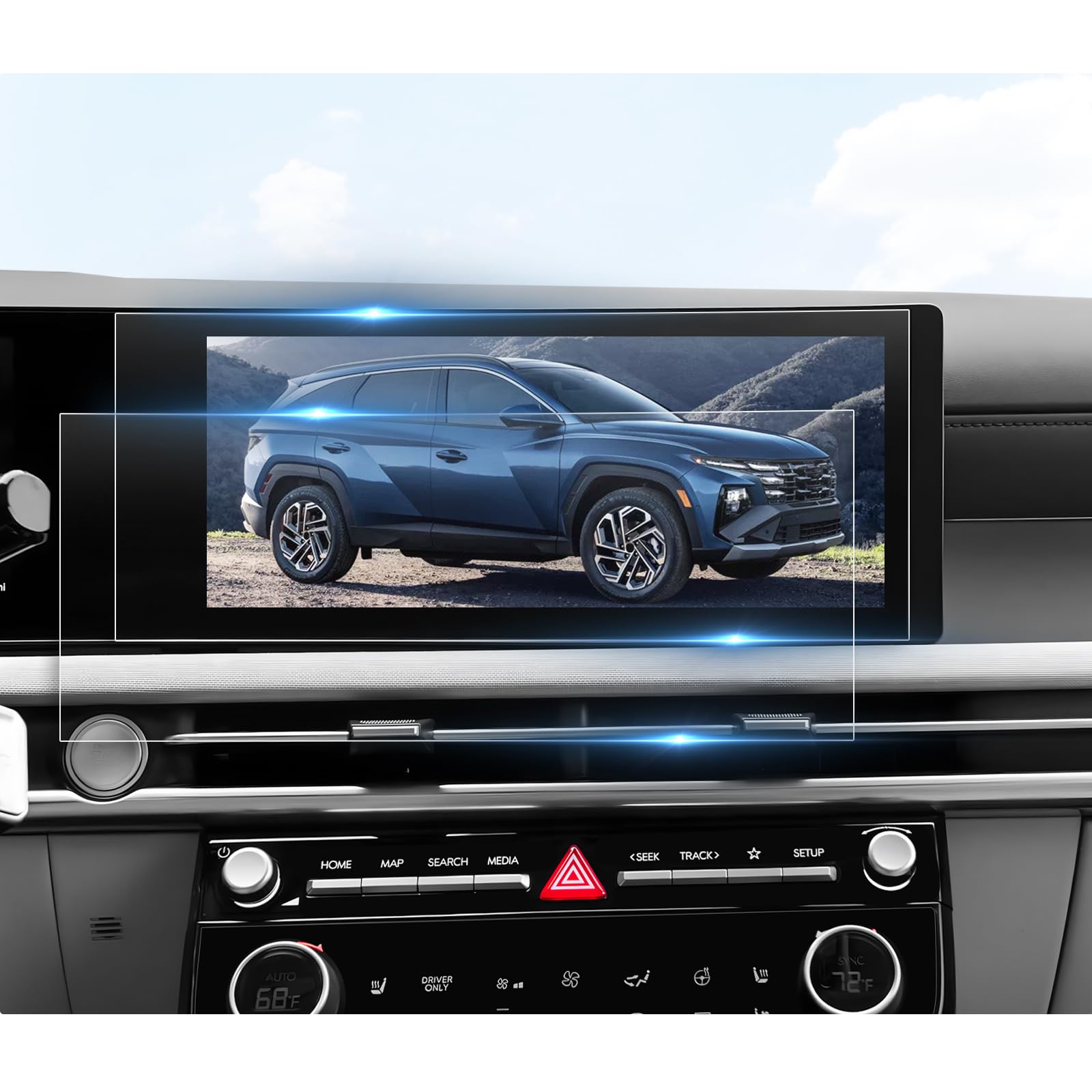 BIBIBO Tucson NX4 2025 Premium Navigationsfolie, Schutzfolie Kompatibel mit Hyundai Tucson NX4 2025, 12,3", Nano Kratzfeste Displayschutzfolien, Tucson Zubehör (Navigation 2 Stücke)