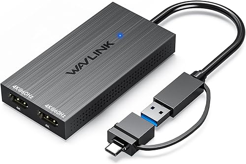 WAVLINK Adaptador USB 3.0 y USB C a HDMI dual 4K 60Hz para monitor dual, adaptador DisplayLink USB C HDMI para Apple Mac M1M2M3, Windows 1011,