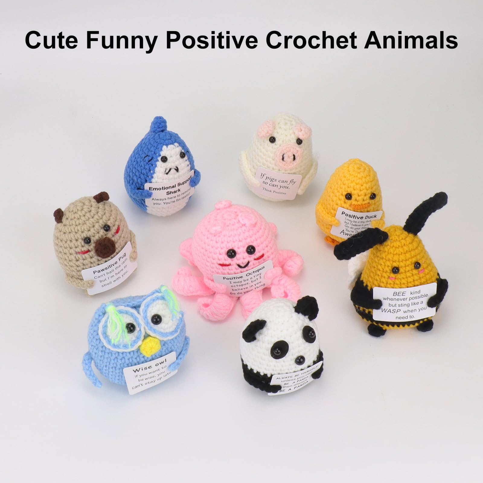 Malloom 8 Pcs Mini Positive Crochet Animals - Image 4