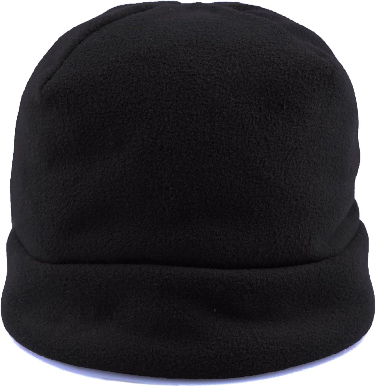 KrumbaMen's Windproof Thermal Microfleece Knit Cap, Black/White, S/M