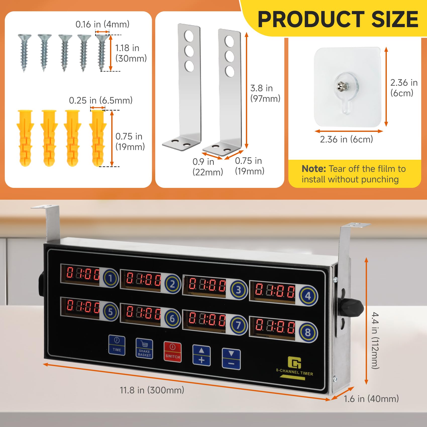 Temporizadores de cocina comercial para cocinar, temporizador de 8 canales para cocinas comerciales, temporizador de alarma fuerte resistente para restaurantes, acero inoxidable, tecnología LED