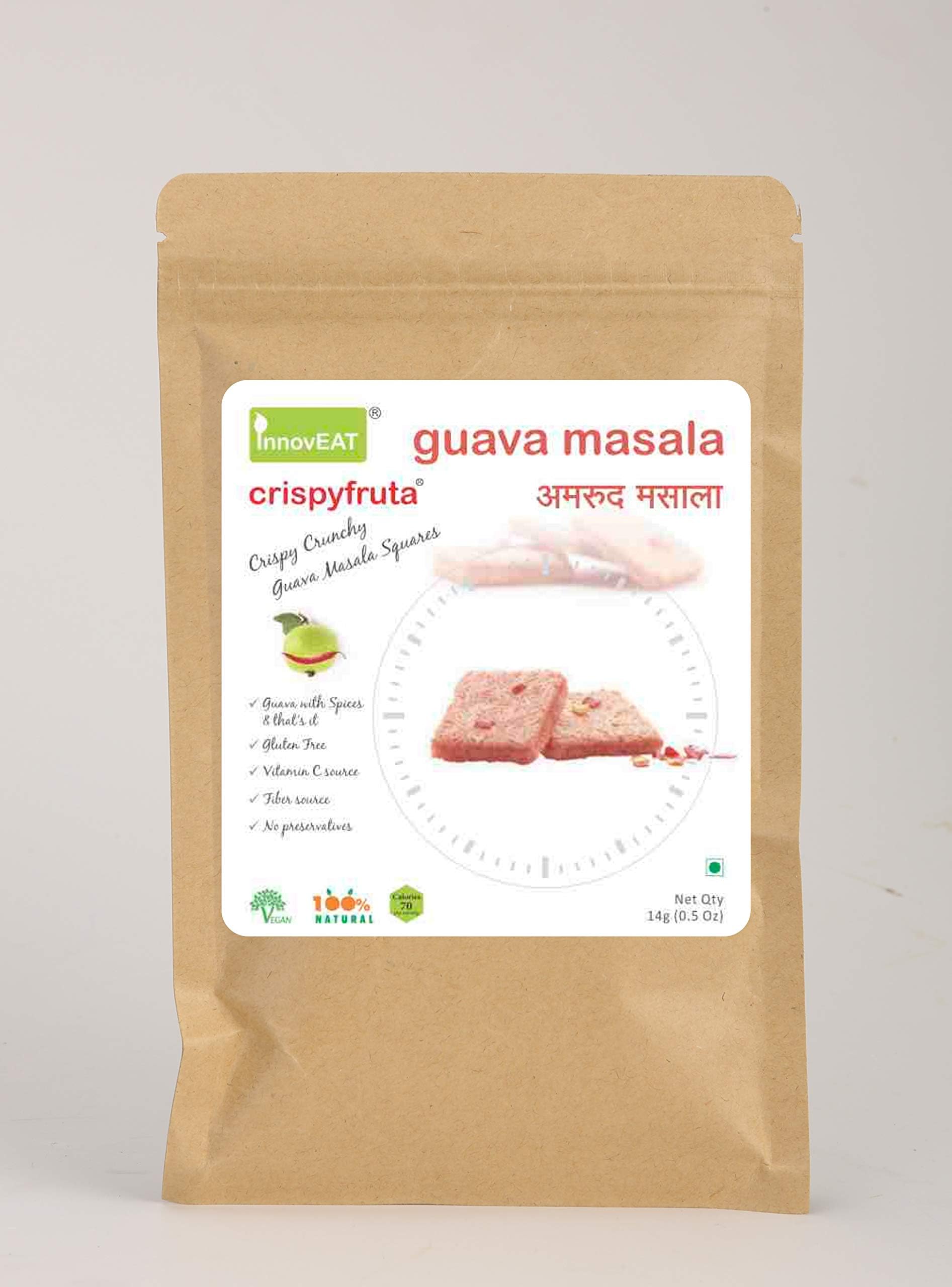 Crispyfruta Guava Masala Freeze Dried Ready to Eat Healthy Snack - 14 Grams (Pack of 5)