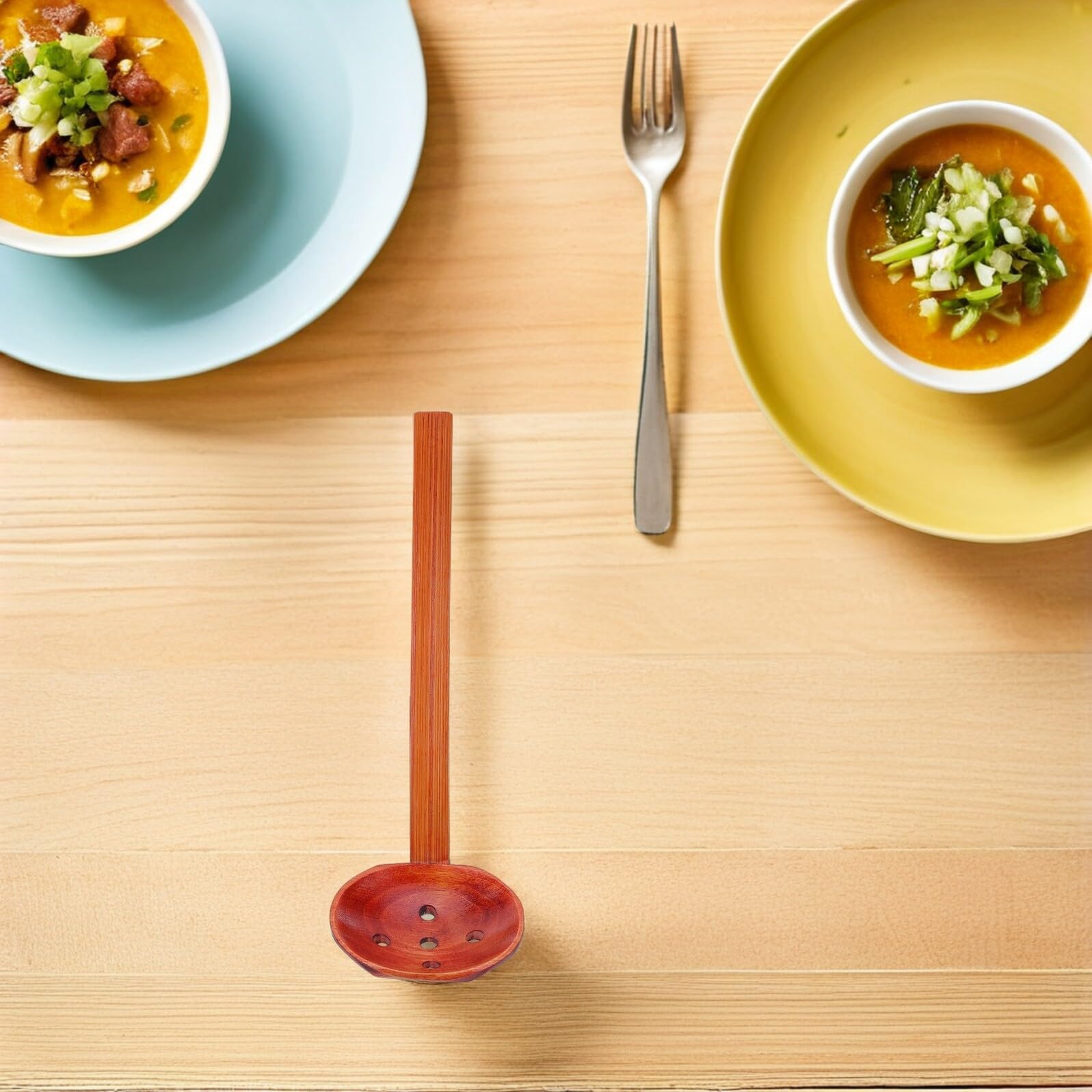 iplusmile Cuillère à Égoutter en Bois de Nanmu à Fentes, Louche Cuisine Multifonction Résistante la Chaleur Manche en Bois, pour Buffet, Ramen et Service à Table, Ustensile la Cuisine