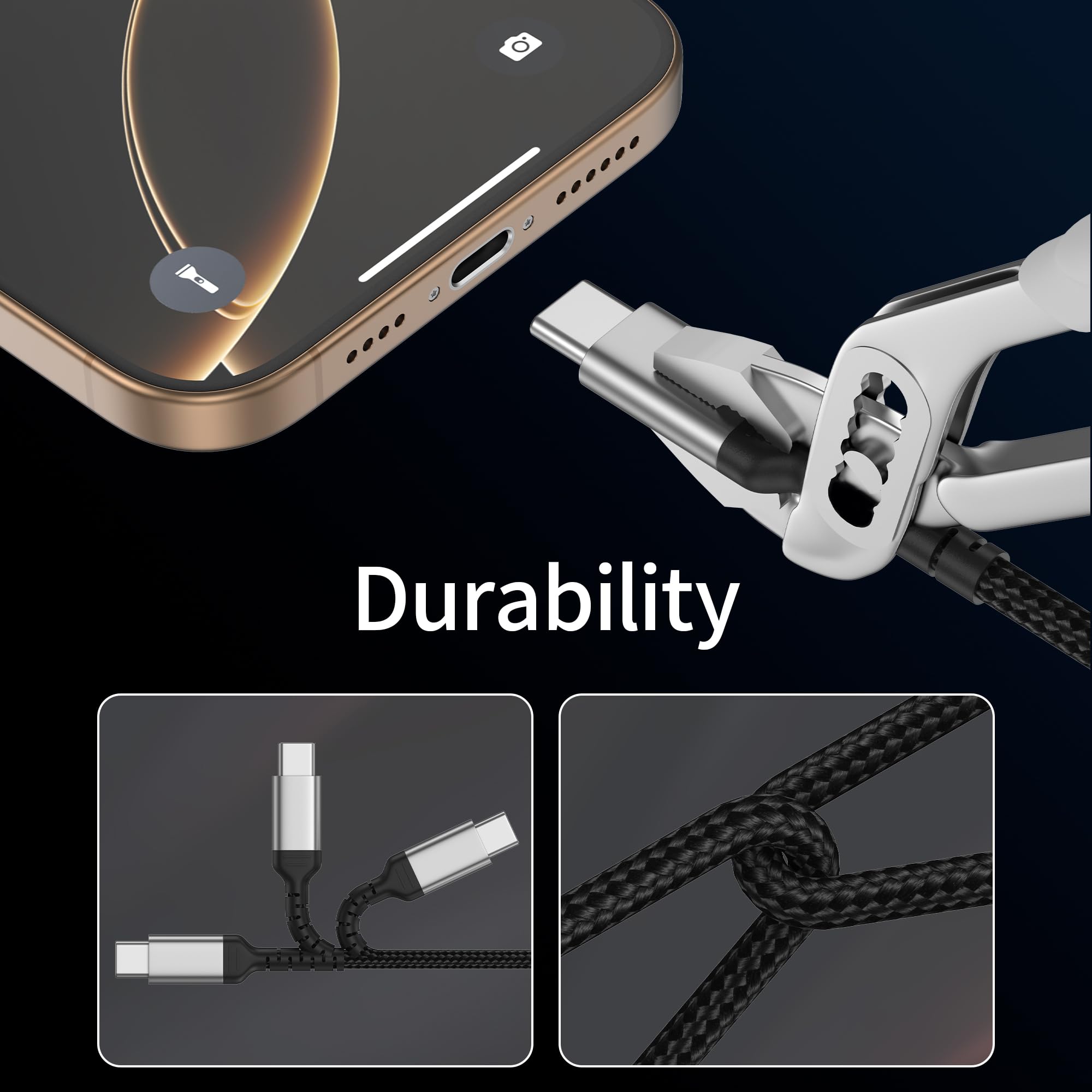 ADILIFT - Cavo USB C a USB C, 60 W, 3 pezzi da 1 m, cavo di ricarica rapida in nylon USB C, 3 A/20 V, compatibile con MacBook/iPad/iPhone 16/15/Pro/ProMax, Galaxy S24 S23 A55 A25 A15, Huawei, Pixel 9