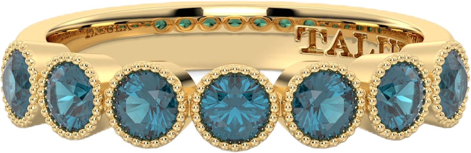 Half Eternity Ring with Natural Gemstones hand crafted in Sterling Silver plated with 14K gold