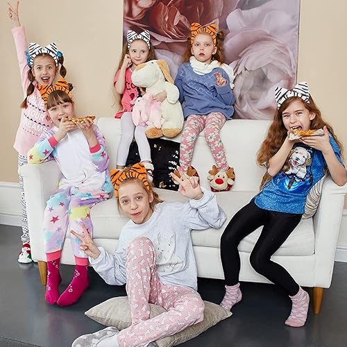 Miniatura 7 de ArtCreativity Orejas de tigre de felpa, juego de 12, diademas de orejas de tigre blanco y naranja, recuerdos de fiesta de selva, suministros de