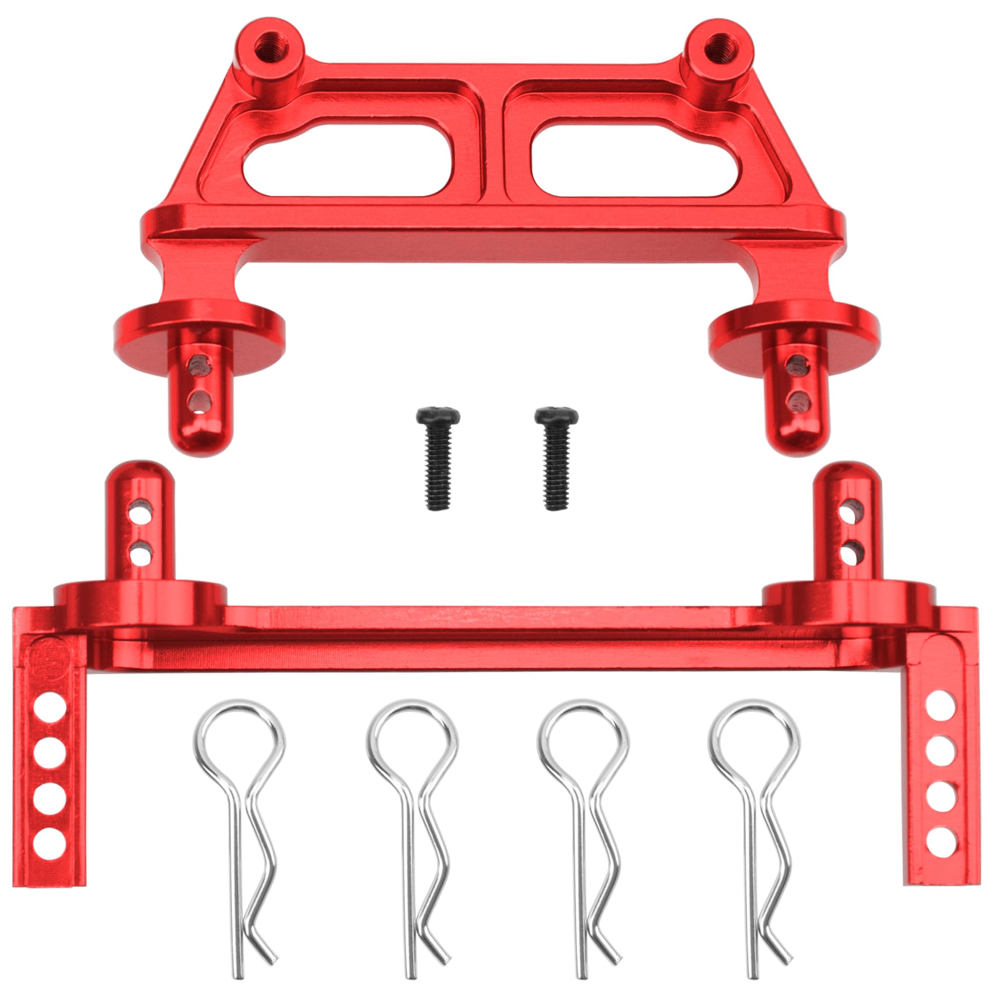 ShareGoo Metal Front & Rear Body Mounts Body Posts Compatible with Hyper Go H16BM H16DR H16 MJX 16207 16208 16209 16210 1/16 RC Car Upgrade Parts (Red)