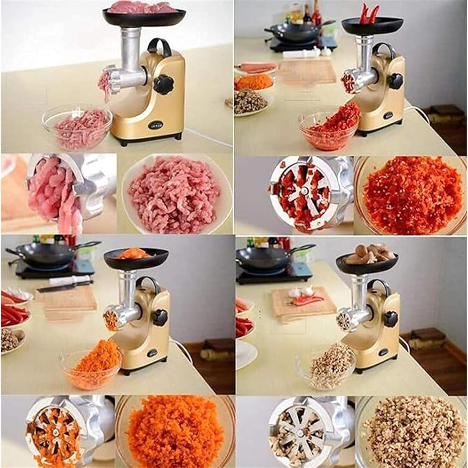 Electric Sausage Stuffer, Stable Durable and Low Noise, Stainless Steel Meat Grinder with Blades and Enema Head,