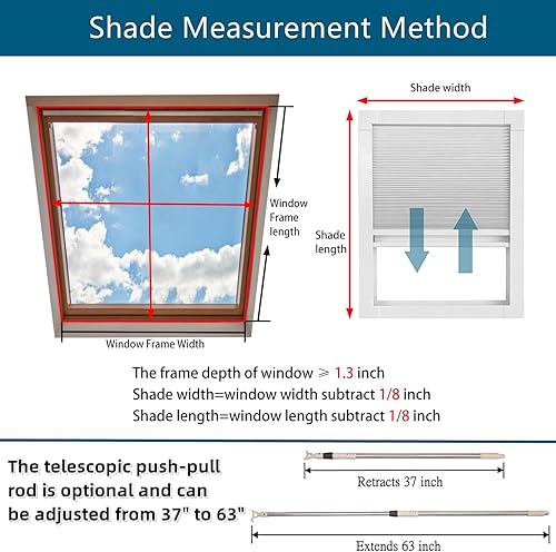 Miniatura 6 de MaKefeile Persianas opacas para ventana, persianas celulares sin cordón, para oscurecer la habitación, persianas de nido de abeja, techo adecuado,