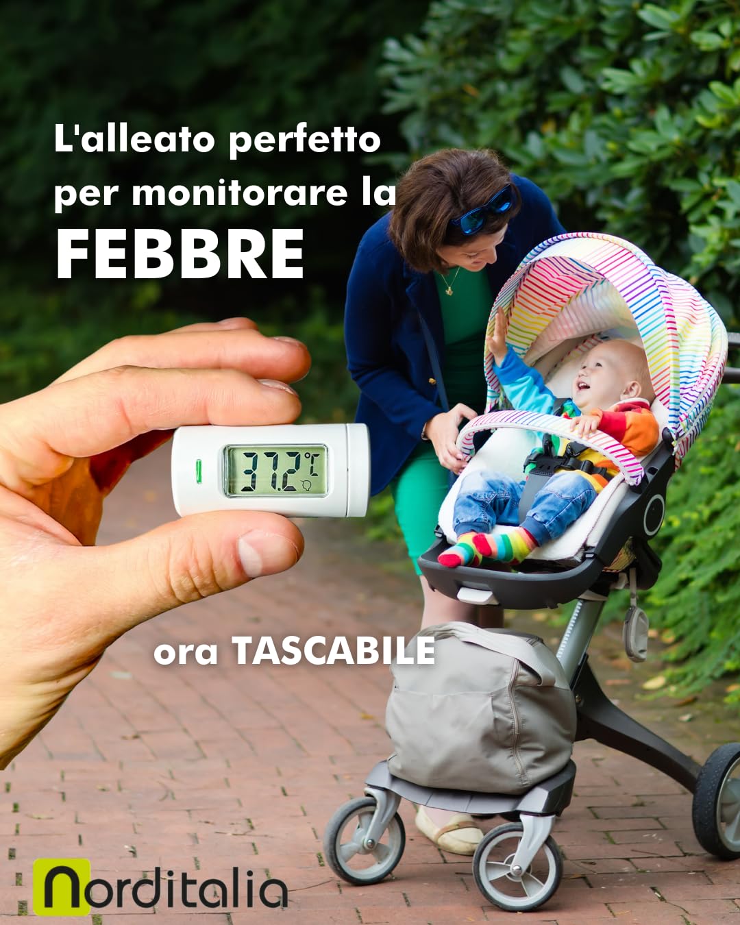 NORDITALIA, KFT-27 Termometro ad Infrarossi Tascabile per Febbre, Ultra-Compatto, Misura in 1 secondo