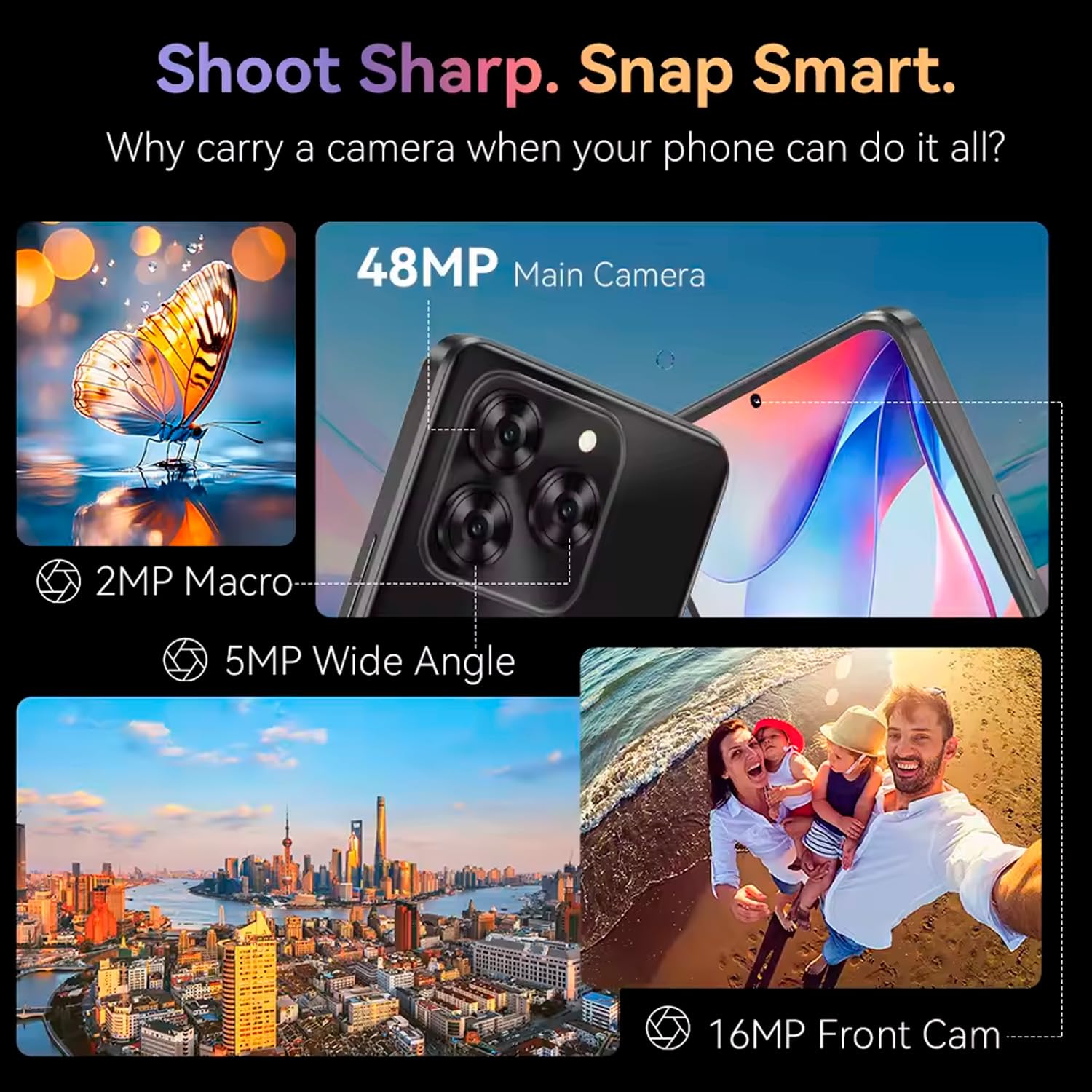 Note 60 - Smartfon 4G 7.2" HD+ 120Hz, 16GB RAM (6GB+10GB Rozs.), 128GB ROM, Aparat 48MP, Bateria 7000mAh, Android 15, Unisoc T615, Tytanowy Szary