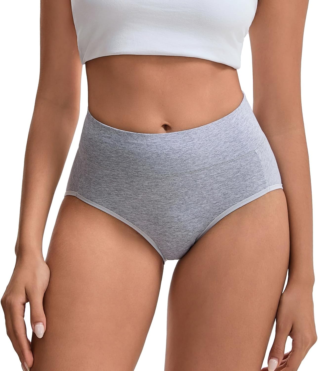 High Waist Cotton Women Underwear, Comfort Briefs, Full Coverage Control Panties 5 Pack
