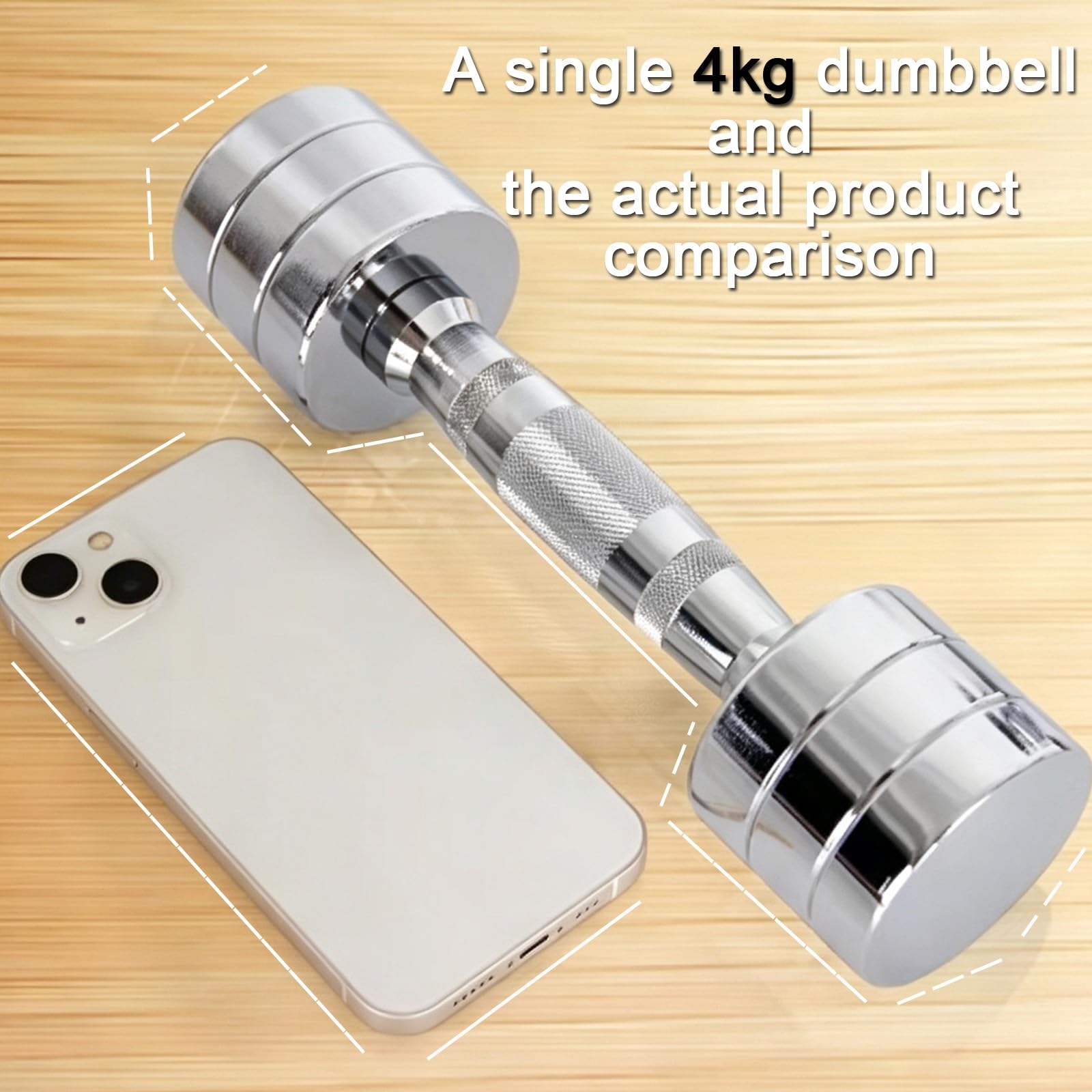 Mancuerna Cromada Peso Fijo, Monoblock Cabeza Redonda Inoxidable