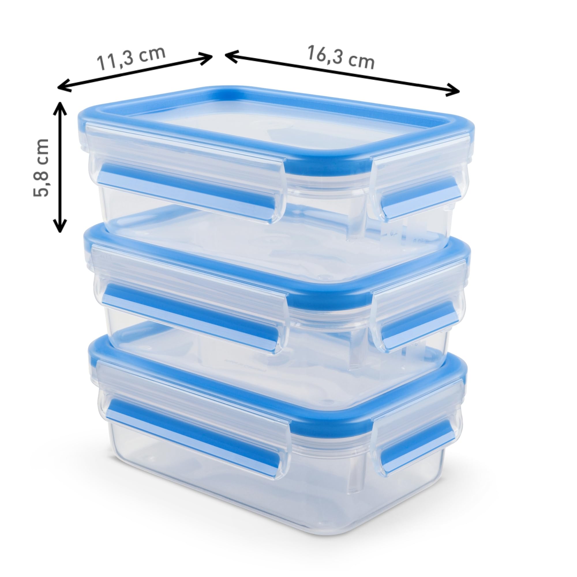 Emsa Clip&Close Fresh - Set de 3 Recipientes Herméticos Plástico de 0,55 L, higiénico, no olores ni sabores, apto lavavajillas y microondas, certificado Baby Care
