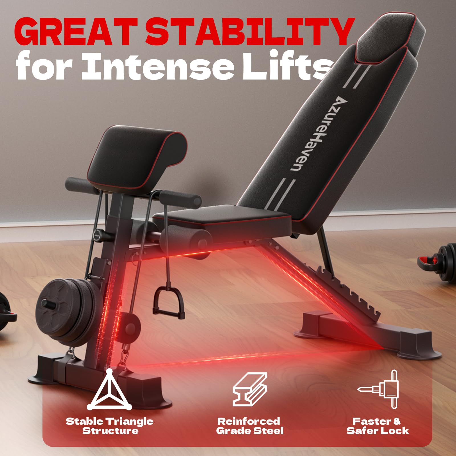 Adjustable Weight Bench, Foldable Incline Decline Flat Workout Bench for Home Gym Full Body Dumbbell Exercise, 660LBS Capacity