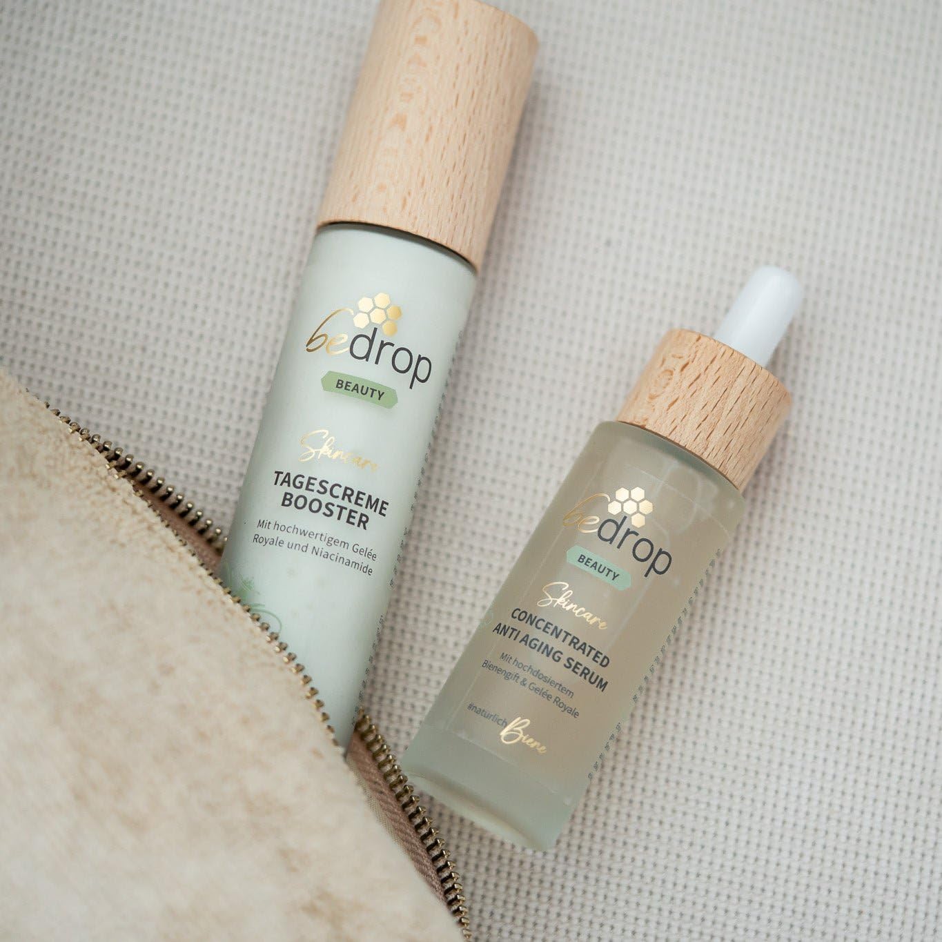 bedrop Skin Care Set - Concentrated Anti Aging Bienengift Serum & Tagescreme Booster Gesichtscreme im Set - Bei Falten für Gesichtspflege