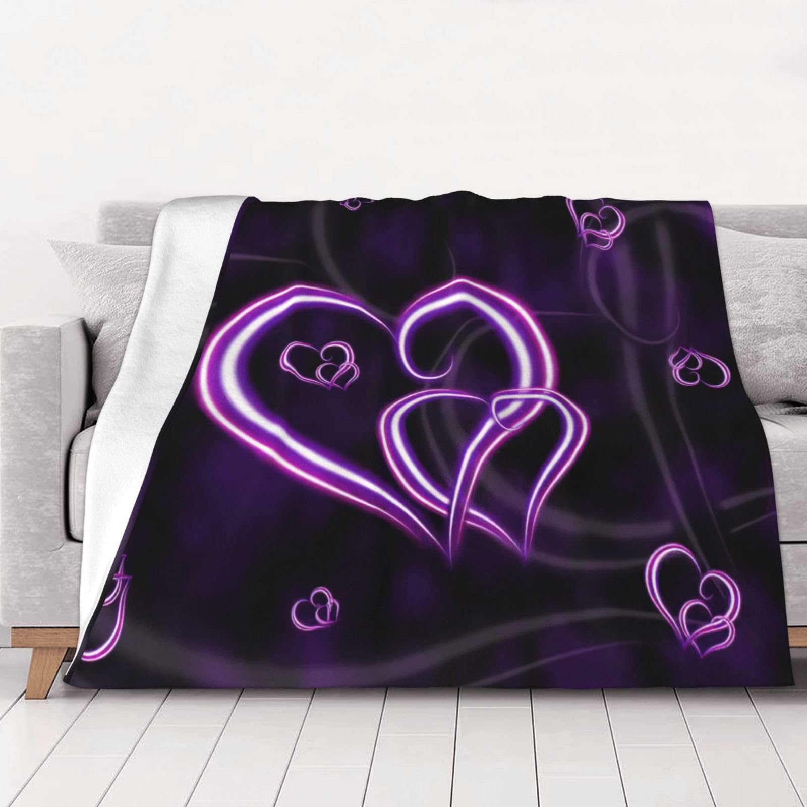 Couverture flanelle super douce haut de gamme motif cœurs