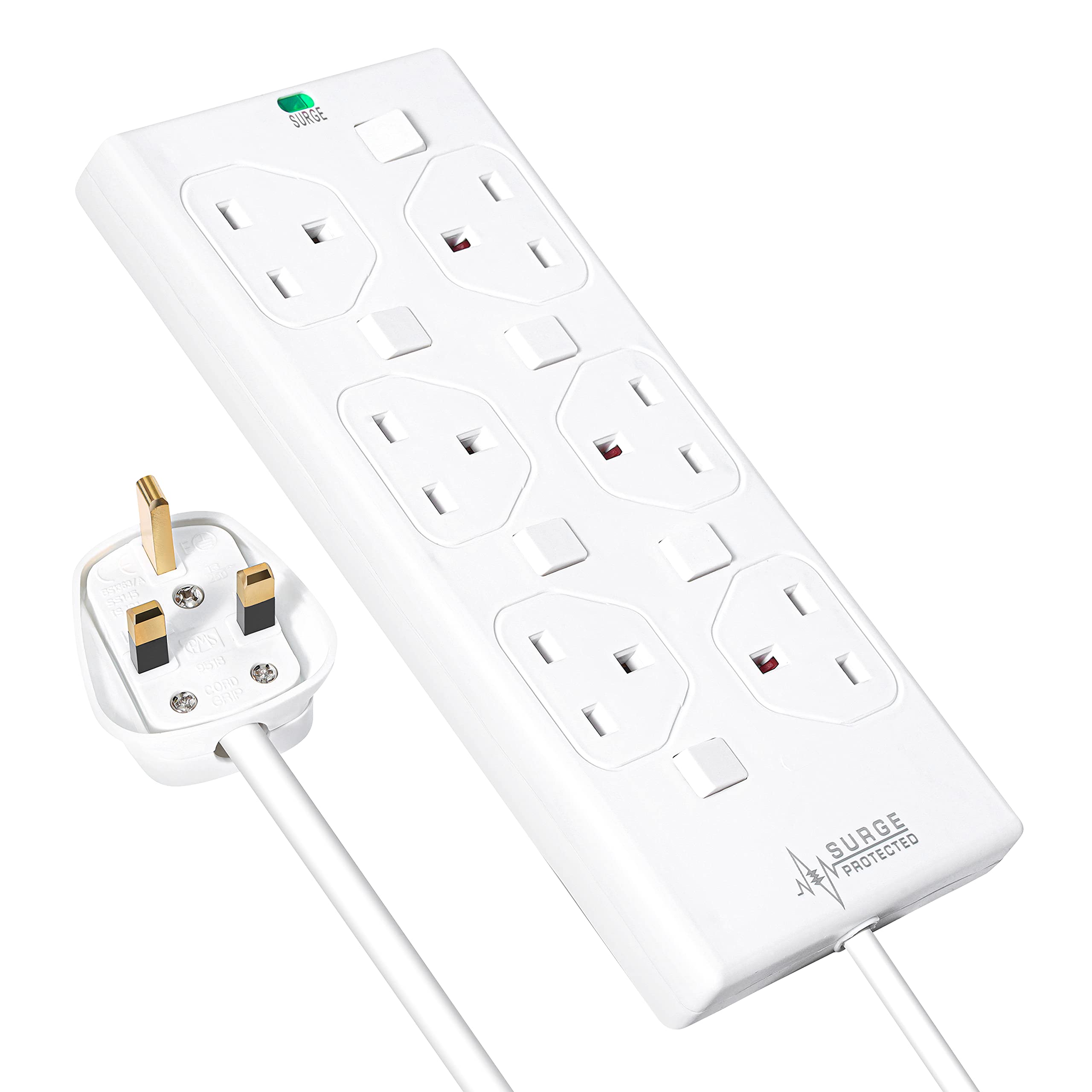 Buy 6 Gang Surge Protected Extension Lead With Switch 2m Power Strip