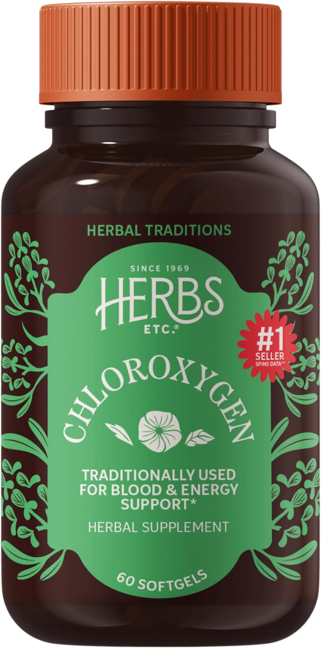 Herbs Etc. ChlorOxygen Chlorophyll Concentrate - Aids Healthy Blood Circulation - High-Altitude Environment Support - Energy Support - 60 Softgels (60 Servings)