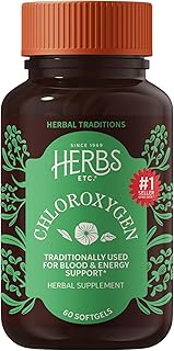 Herbs Etc. ChlorOxygen Chlorophyll Concentrate Softgels - High-Potency Chlorophyll for Detoxification Support - Deodorizing - Skin, Gut & Energy Support - 60 Count (60 Servings)