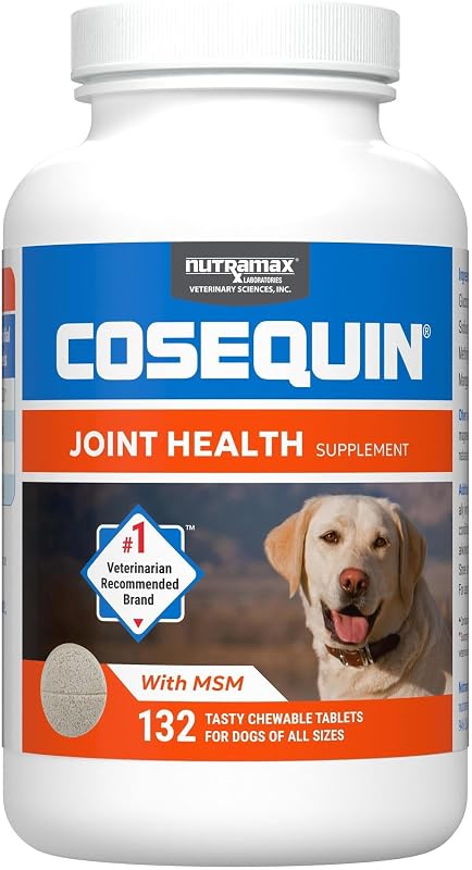 Nutramax Laboratories Cosequin Suplemento de salud articular de máxima resistencia para perros - Con glucosamina, condroitina y MSM, paquete de 2, 264 tabletas masticables totales