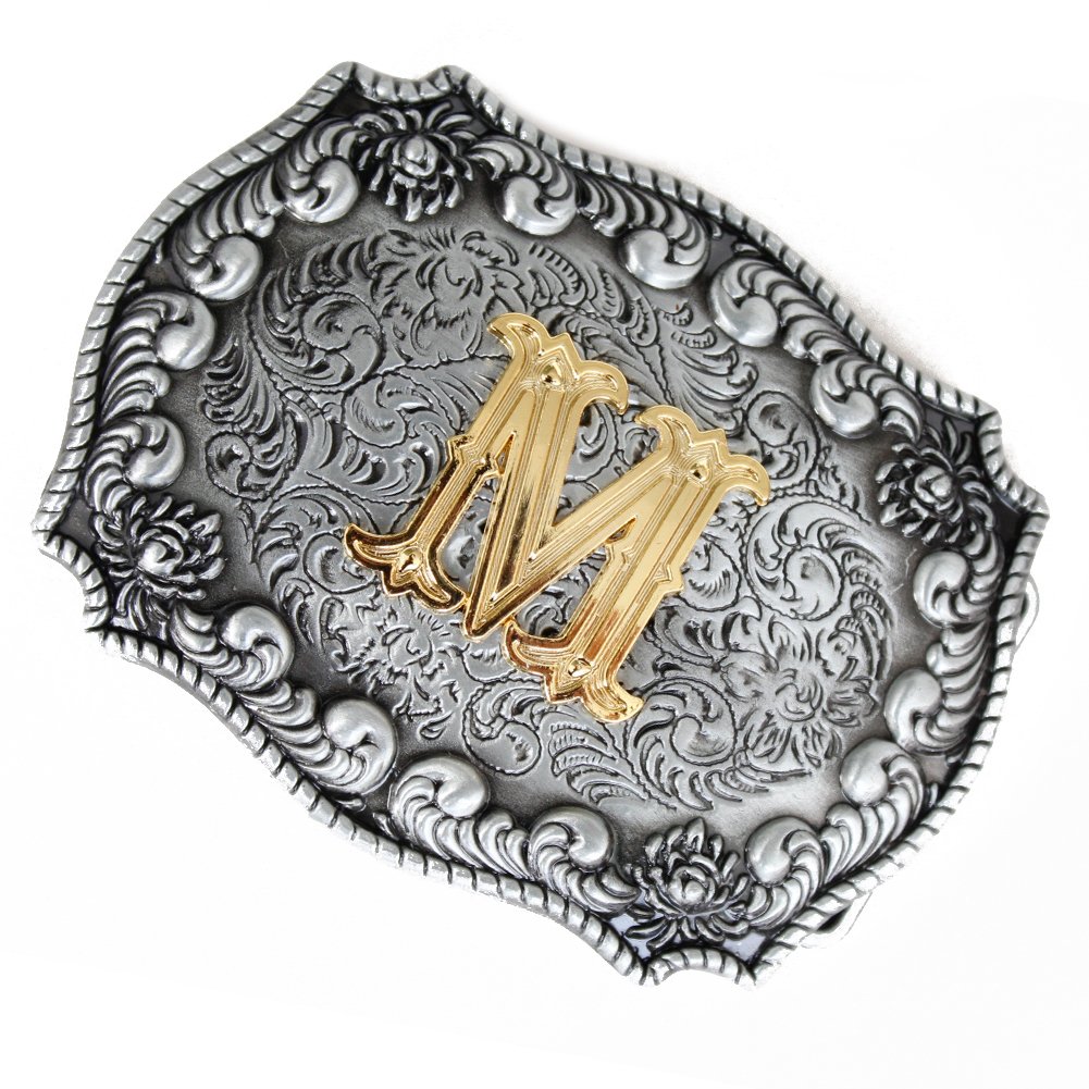 Herren-Gürtelschnallen, englischer Buchstabe in 3D, Westernstil, Cowboy-Alphabet, Initiale, Gürtelschnallen für Herren