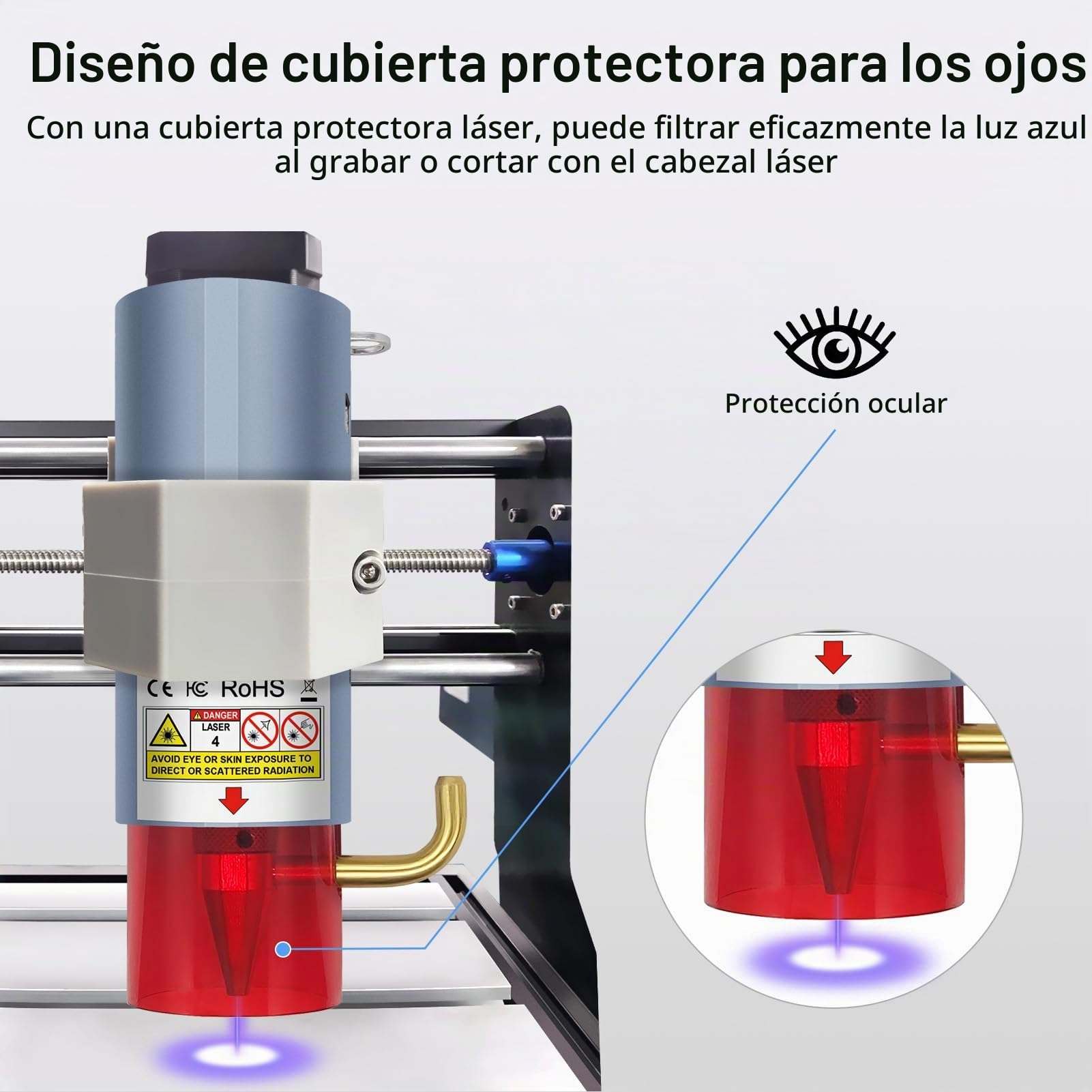 Kit de módulo láser LASER TREE CNC 3018, cabezal láser de potencia óptica de 5 W con asistencia de aire, distancia focal fija de 45 mm, compresión de doble punto Compatible con máquina CNC 3018, 12V
