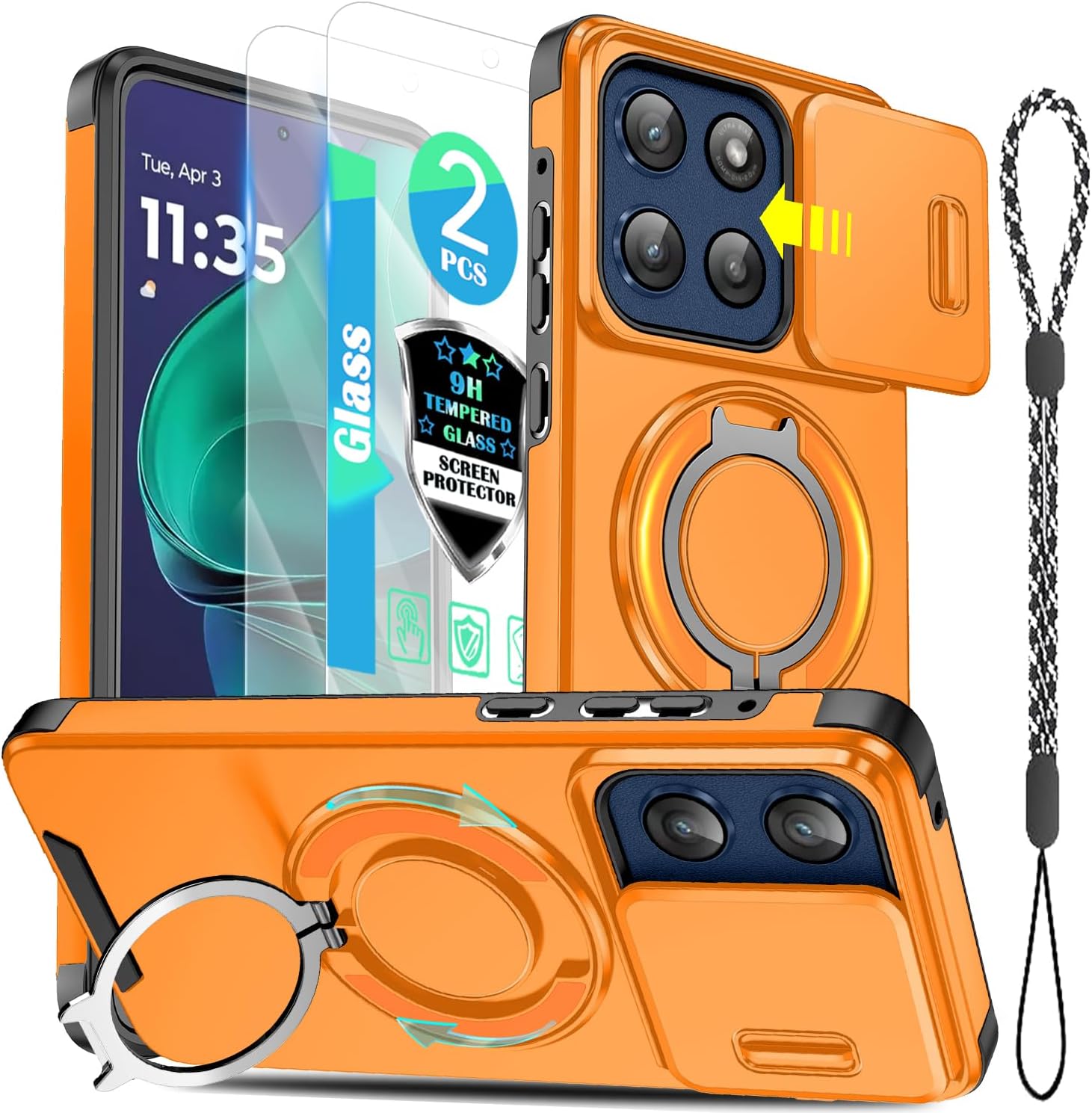LTCY Shockproof Sliding case for Moto G Stylus 5G 2025/2026 6.7"-Orange