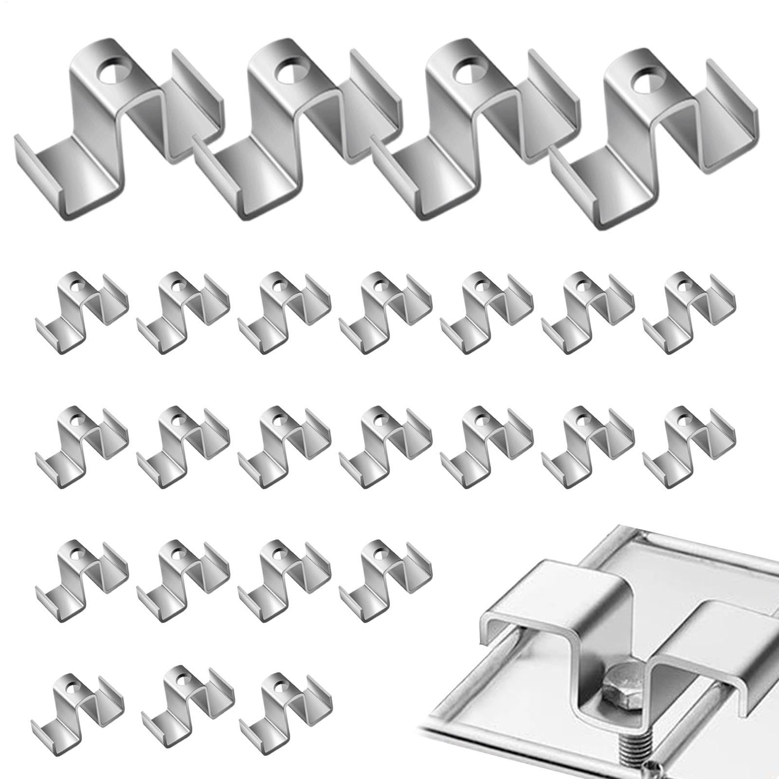 Clips Silla para Rejilla Herrajes Fijadores Resistentes a la Intemperie | 25 Tornillos Fijadores para los Clips de Silla Rejilla Barra para Puentes, Suelos Industriales, Drenajes y Pasarelas