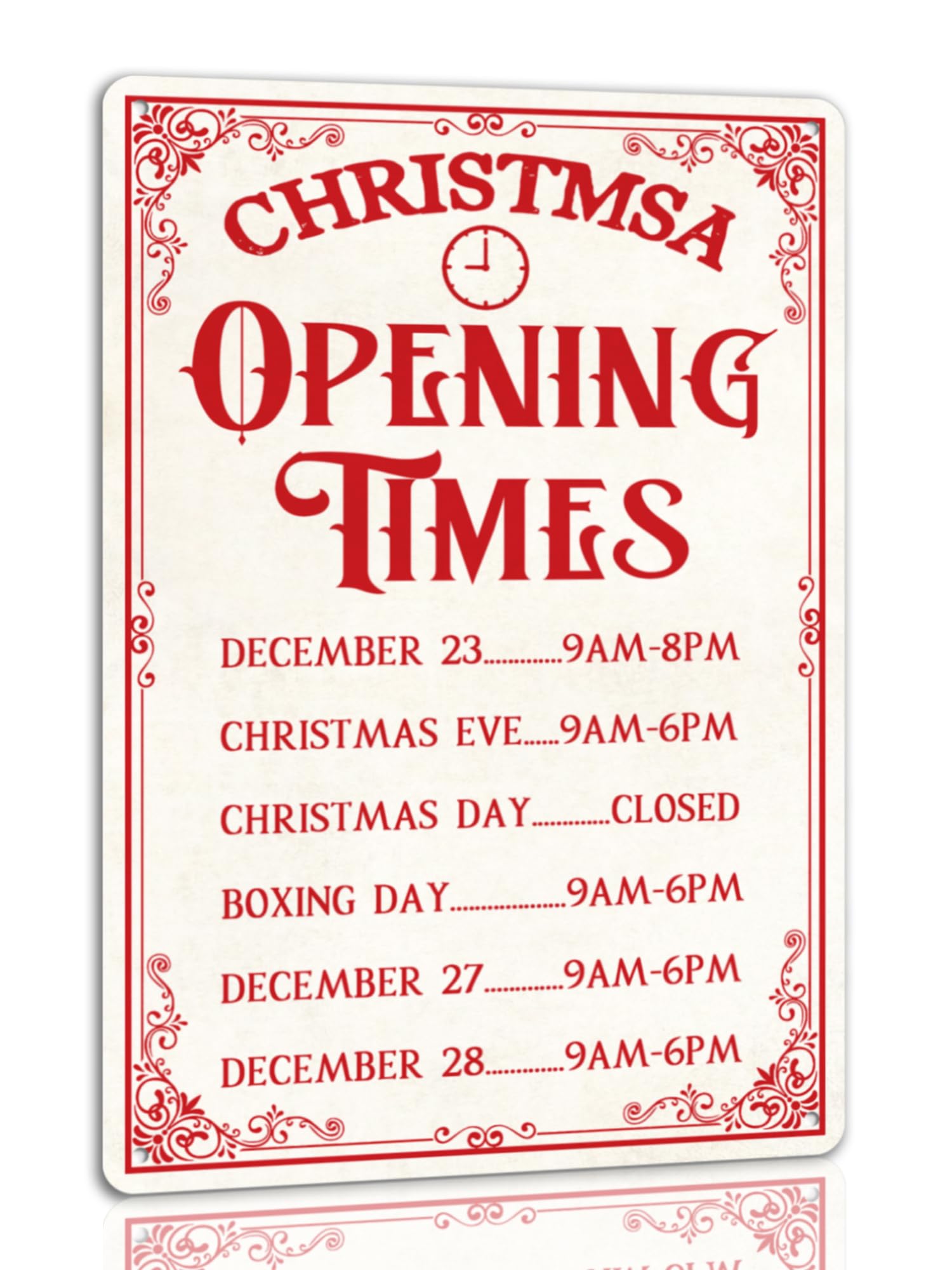 SMAZDFXX Christmas Opening Times Tin Sign Funny Christmas Metal Signs Retro Santa Sign Christmas Wall Art Decor For Home Cafe Shop 8"x12"