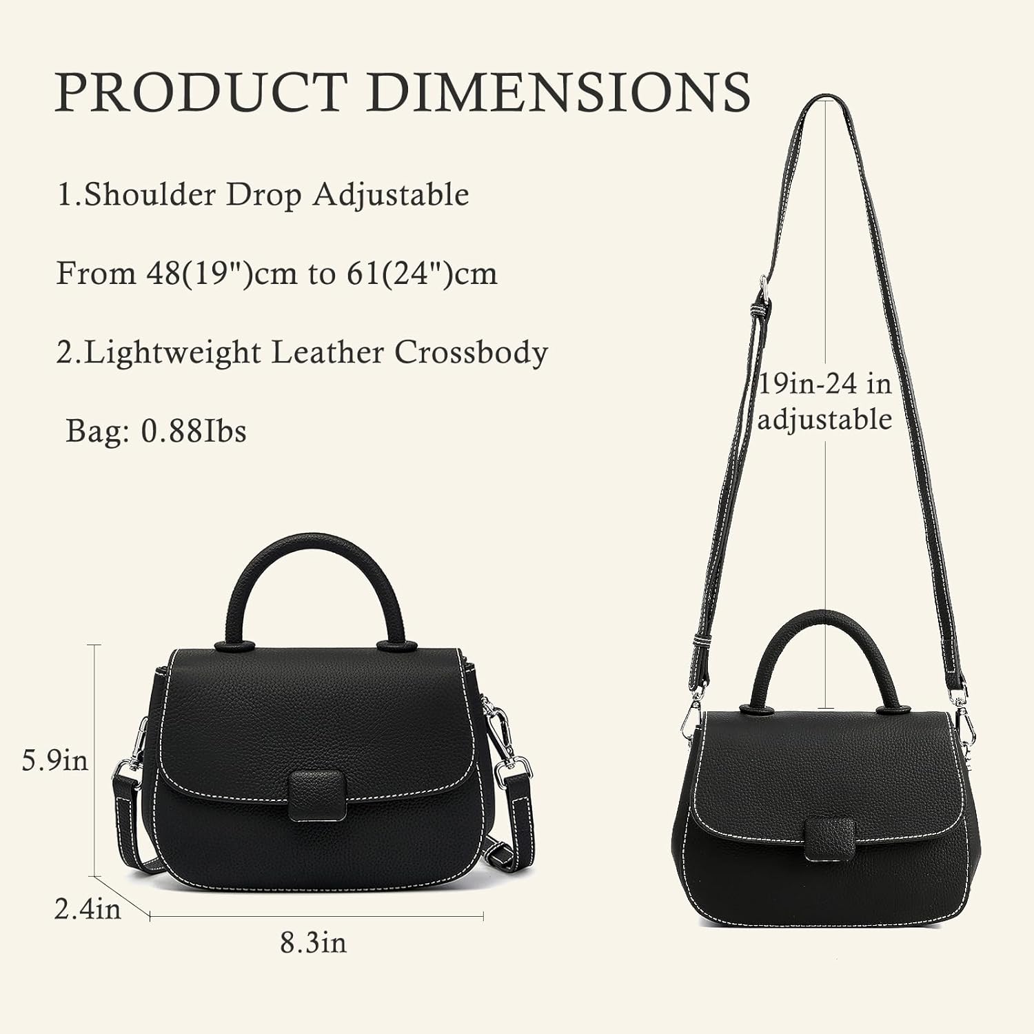 Genuine Leather Shoulder Bag, Mini Top Handle Handbag, Crossbody Bag for Women, Small Satchel Pouch - Image 5