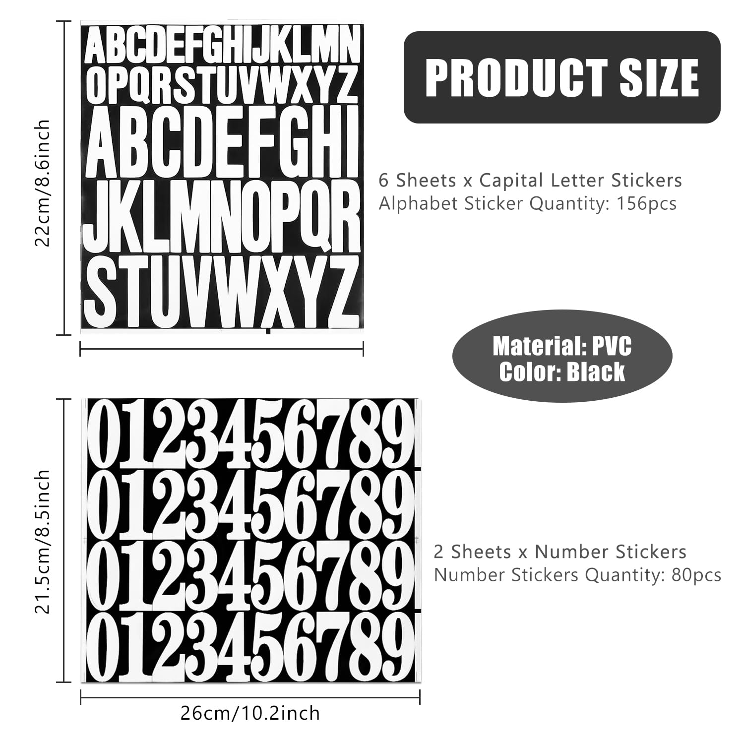 Sourcing Map Kit De 972 Autocollants En Vinyle Imperméables Avec Lettres De L'alphabet Pour Boîte Aux Lettres, Adresses, Panneaux, Loisirs Créatifs, Cartes, 12 Feuilles Blanc 2,5 Cm