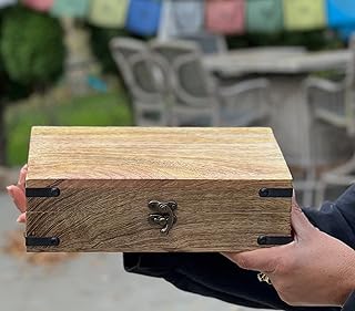 DharmaObjects Hand Carved Jewelry Trinket Keepsake Wooden Storage Box (Large, Plain)