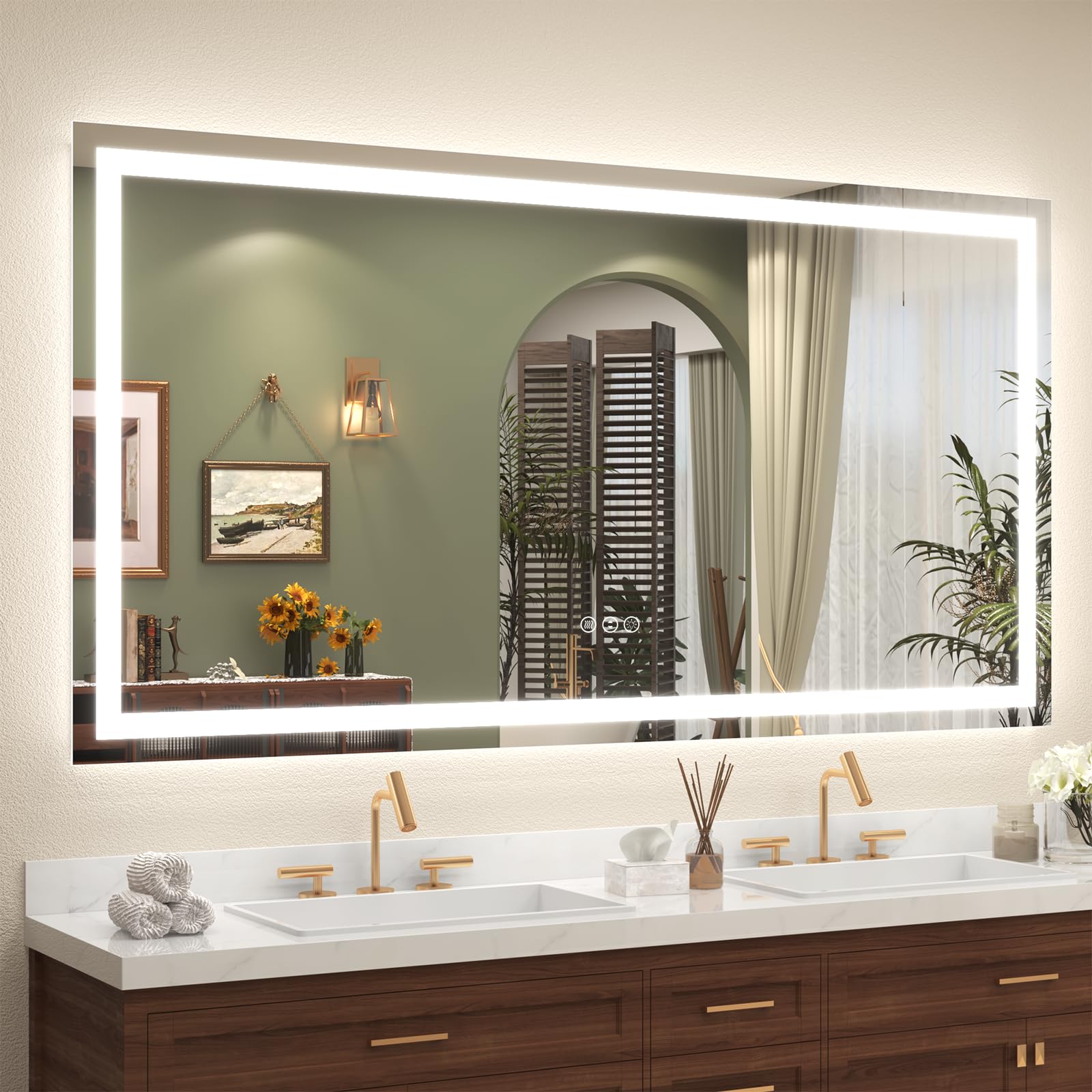 68x36 LED Lighted Bathroom Mirror for Vanity Wall