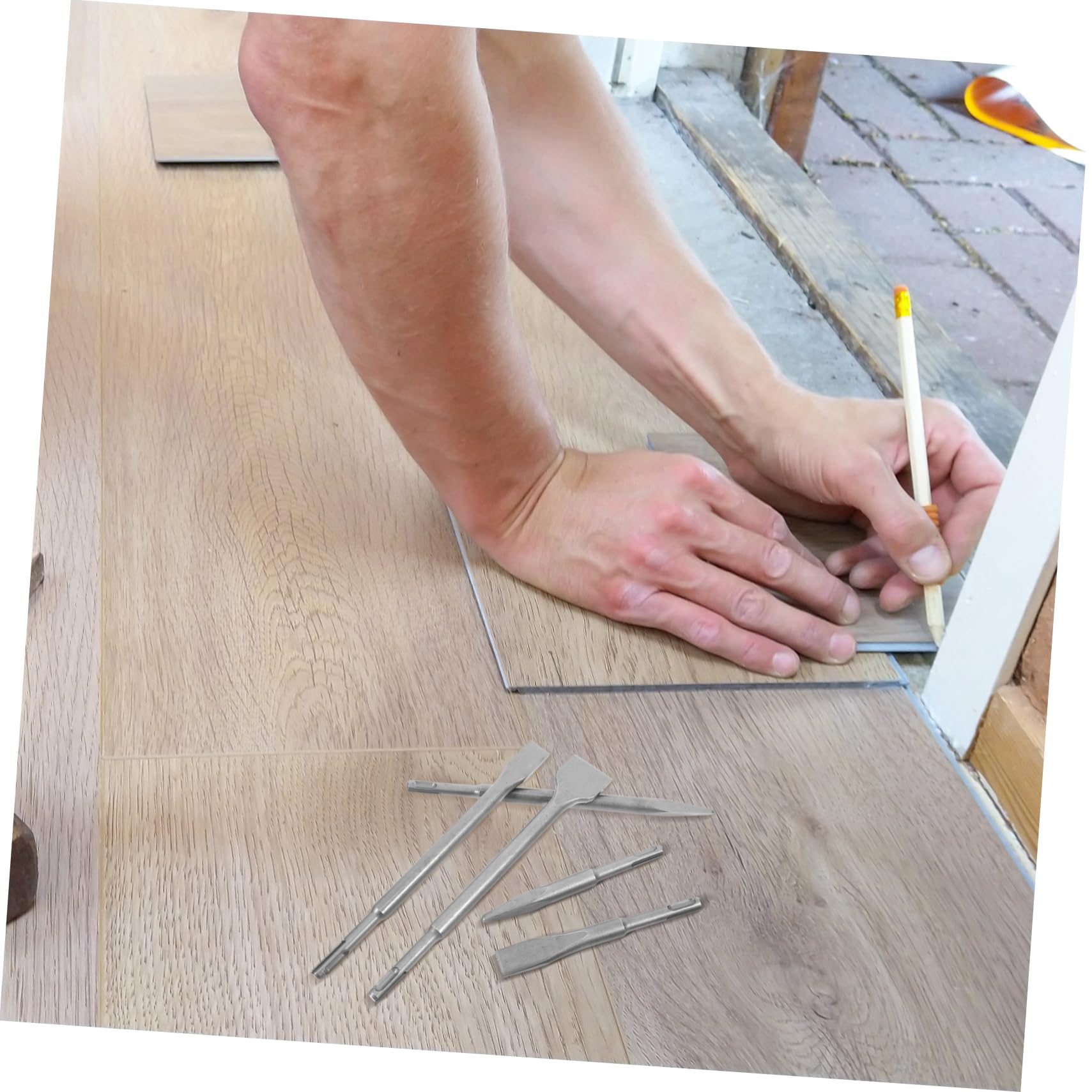 GLEAVI Set di 5 Scalpelli per Martello Perforatore, Punte per Muratura in Acciaio, per Pareti di Calcestruzzo, Custodia per Vari Progetti