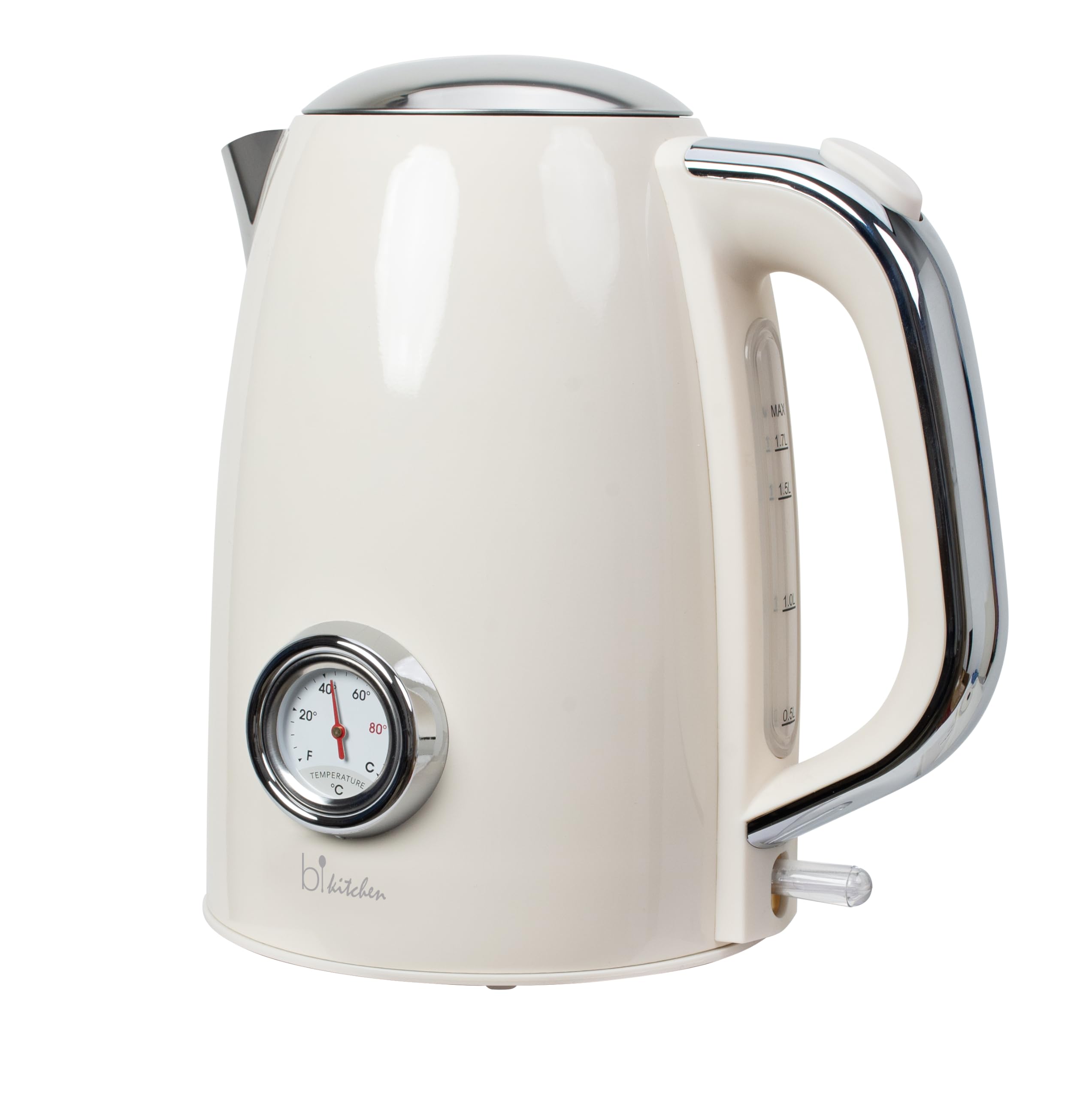 Bollitore Retro Style – Nostalgia 170, 1850-2200 Watt, 1,7 litri, alloggiamento in acciaio inox, indicatore del livello dell'acqua, indicatore della temperatura dell'acqua, spegnimento automatico,