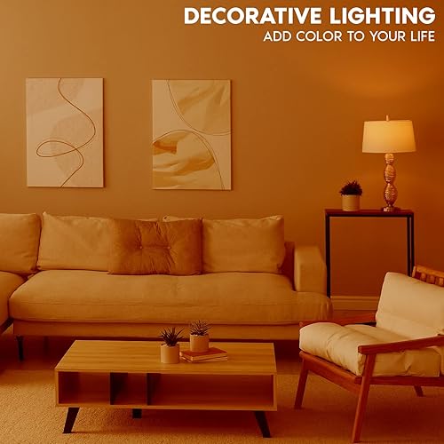 Miniatura 2 de LUXRITE Bombilla LED E12 de filamento naranja, 4.5 W (equivalente a 40 W), bombilla de candelabro de vidrio de colores, certificación UL, base E12,