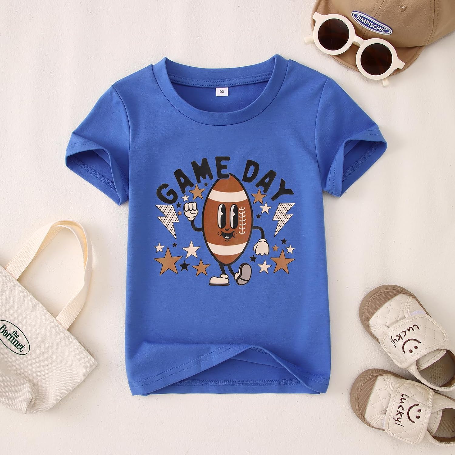 GLIGLITTR Toddler Boys Girls Game Day Shirts Funny Football Tshirt Sunday Football Season Outfits Kids Sports Fans Tee Tops